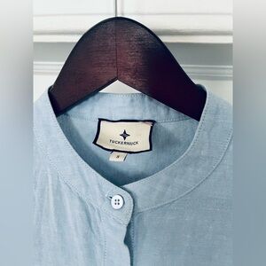 Tuckernuck Light Blue Linen Blend Button-Front Dress